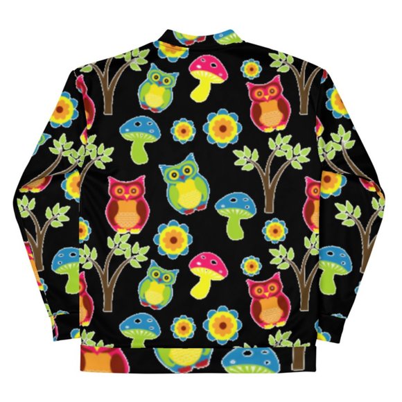 Cute Owl Wallpaper Pattern Bomber Jacket - Picture 6 of 6